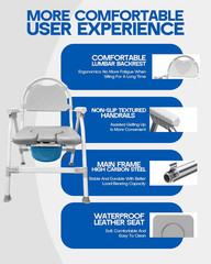 Heavy Duty 4-In-1 Portable Bedside Commode Chair for Elderly & Disabled, Extra-W