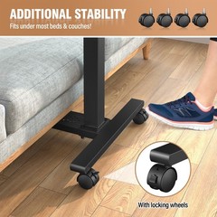 Adjustable Overbed Bedside Table, Hospital Bed Table with Wheels, Portable Ro…