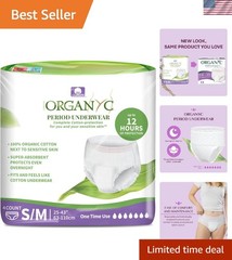 Certified Organic Cotton Disposable Period Underwear for Sensitive Skin, 4 Count