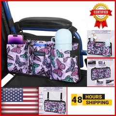 ZHCHG Wheelchair Side Bag with Cup Holder – Purple Storage Bag