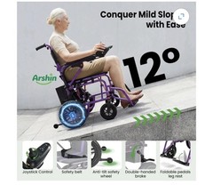 Arshin Foldable Power Wheelchair, 180W 5-Speed Removable Battery 286lb Purple