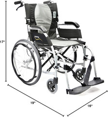 Karman Ergonomic Wheelchair Ergo Flight with Quick Release Axles in 16″ Seat, Pe