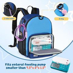 Feeding Tube Backpack for 500ml Bag & Enteral Pumps – Blue