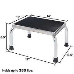 Vaunn Medical Foot Step Stool 1 Count (Pack of 1), Chrome Without Handle