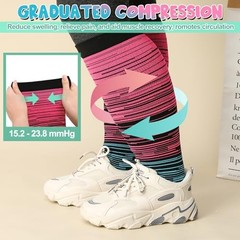 6 Pairs Plus Size Compression Socks for Women Wide Calf XX-Large Multicolor