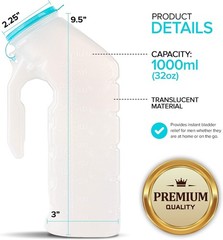 32 Oz Durable Male Urinal Set with Glow in the Dark Lid – Perfect for Travel