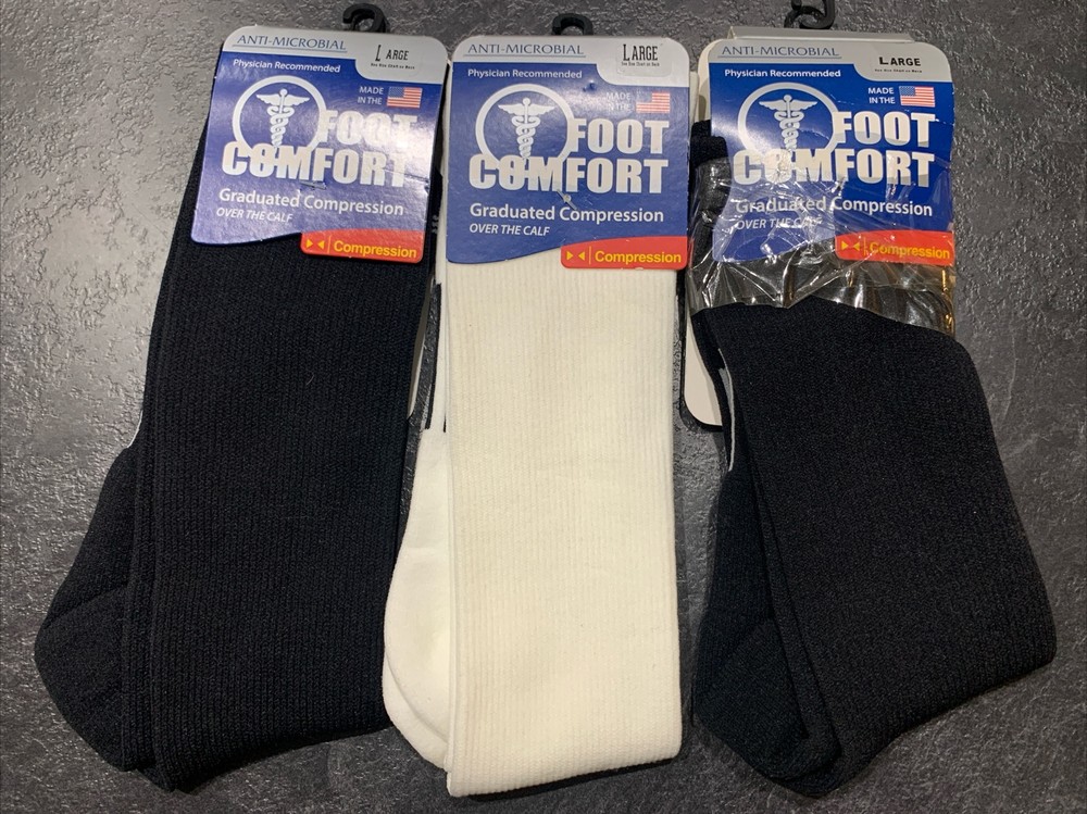Foot Comfort Graduated Compression Over The Calf Large Anti-Microbial Socks