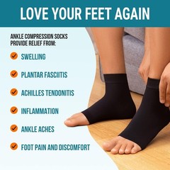 4× Ankle Brace Compression Sleeve Support Socks Foot Fasciitis Pain Relief USA