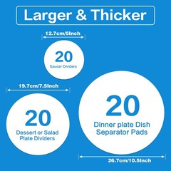 Imncya Plate Separators 60-Piece Felt Dividers 3 Sizes for China Protection