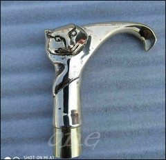 Antique Solid Brass Cat Face Head Handle For Wooden Walking Stick Canes