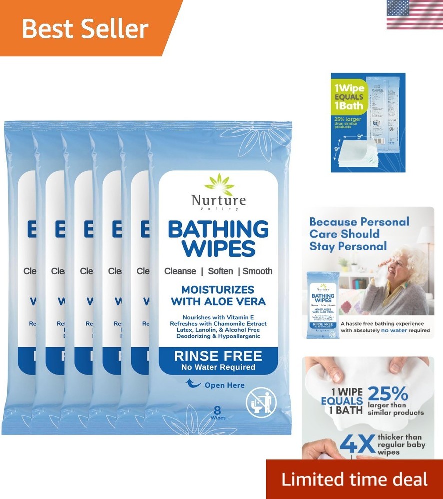48 Pack Waterless Cleansing Wipes with Aloe – Ideal for Adults and Seniors