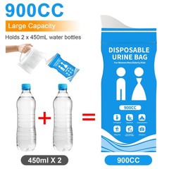 12/24 Pcs Disposable Urine Bags, 900ML Pee Bags for Travel for Women and Men, Em