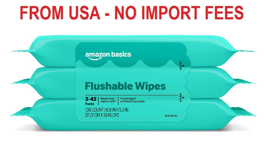 Amazon Basics Flushable Wipes, Fragrance Free, Adult Wet Wipes,126 Count (3 Pack