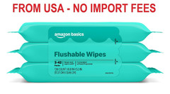 Amazon Basics Flushable Wipes, Fragrance Free, Adult Wet Wipes,126 Count (3 Pack