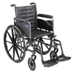 Invacare Tracer EX2 Wheelchair, 20in Seat, Full Arms & Hemi Footrests
