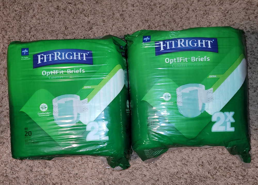 FitRight OptiFit Incontinence Briefs L White Extra Absorbency 750ml 2 Pack