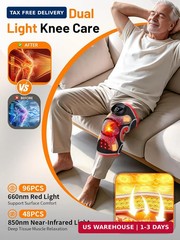 Upgraded 4 Vibration Area Red Light Therapy Knee Brace with Heat, Cordless Knee