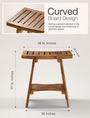 18″ Teak Shower Bench for Inside Shower – 450LBS Capacity Wooden Shower Stool…