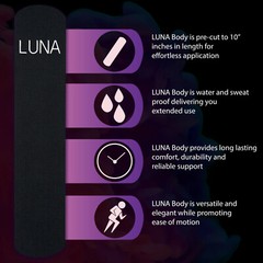 Luna Body Kinesiology Pro Tape Strips (20 Pre-cut Roll,10″ x 2″, Finisher Black)