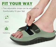 Mens Recovery Sandals Orthopedic Walking Slides for 10 Dark Green/Light Green