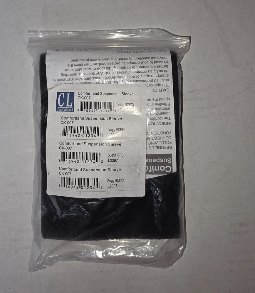 Comfortland Suspension Sleeve Wrap for Knee Size Universal CK-007 Black, New