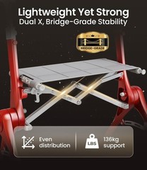 Z35 PackGo Foldable Lightweight Rollator Walker Red (Magnesium Alloy Frame)