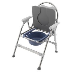 150kg/330.69 lbs Foldable Toilet Chair w/ Padded Seat Plate and Toilet Bucket