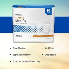 McKesson Lite Adult Incontinent Brief, Medium, Light Absorbency, Case of 96