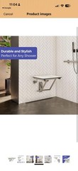 Stardrix 18″ x 16″ White Folding Shower Seat Bench Wall Mount Foldable Bathroom