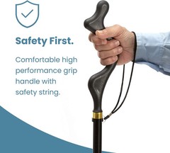 Adjustable 40 Inch Black Walking Cane Comfortable Lightweight Travel Walking …