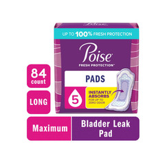 Poise Maximum Absorbency Incontinence Pads Long 84 Ct for Women