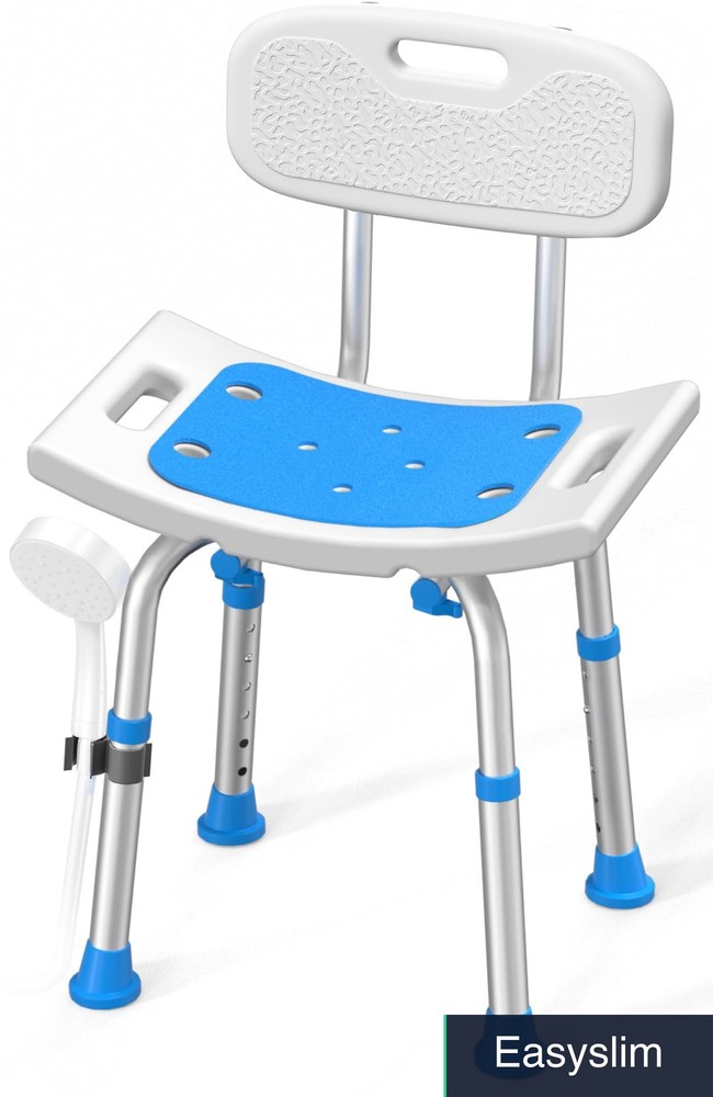 Shower Chair 400 lbs Heavy Duty Adjustable Height Removable Back White