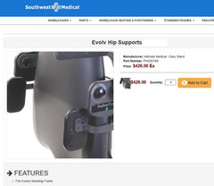 👨‍🦽 Adult Easystand Evolv Right Hip Support w/ Mounting Bracket ~ $0 Shipping