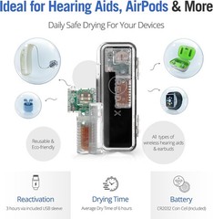 Redux Ultra Dry & Charge Hearing Aid Dryer Dehumidifier Heatless Drying Portable