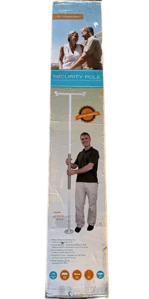 Stander Security Pole Tension Mounted Adjustable Portable White 1150-W NEW