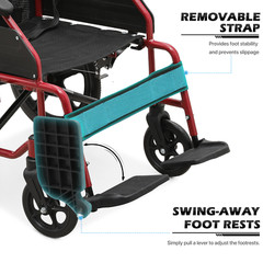 [FDA APPROVED]Lightweight Foldable Transport Wheelchair w/Handbrakes & Footrest