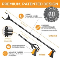 40-Inch Folding Grabber Tool for Seniors with Rotating Grip and Magnetic Claw