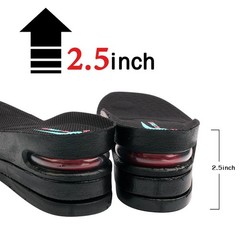 Height Increase Shoe Insoles with Air Cushion (3 Layers 1,2,3 layers, Black