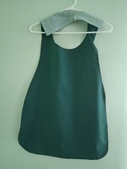 Long Stem Flowers/Dark Green, Adult Bib, Handmade , 35 1/2” by 21 ½”, reversible