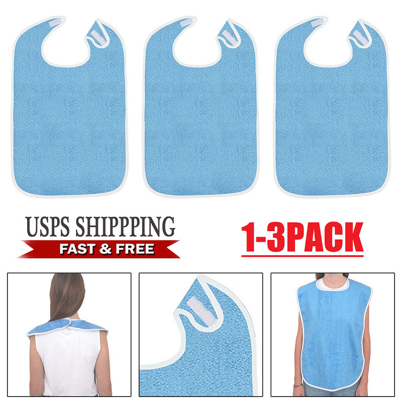 3Pcs Adult Bibs Eating Washable Reusable Clothing Protector Adjustable Closure