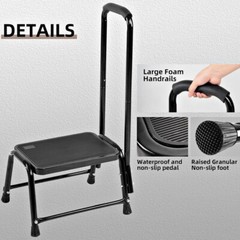 STEP STOOL WITH HANDRAIL HEAVY DUTY BEDSIDE BATHROOM MOBILITY AID FOR SENIORS