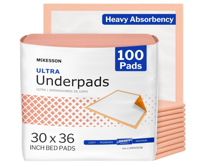 McKesson Disposable Underpads 30×36 Heavy Absorbency 100 Count