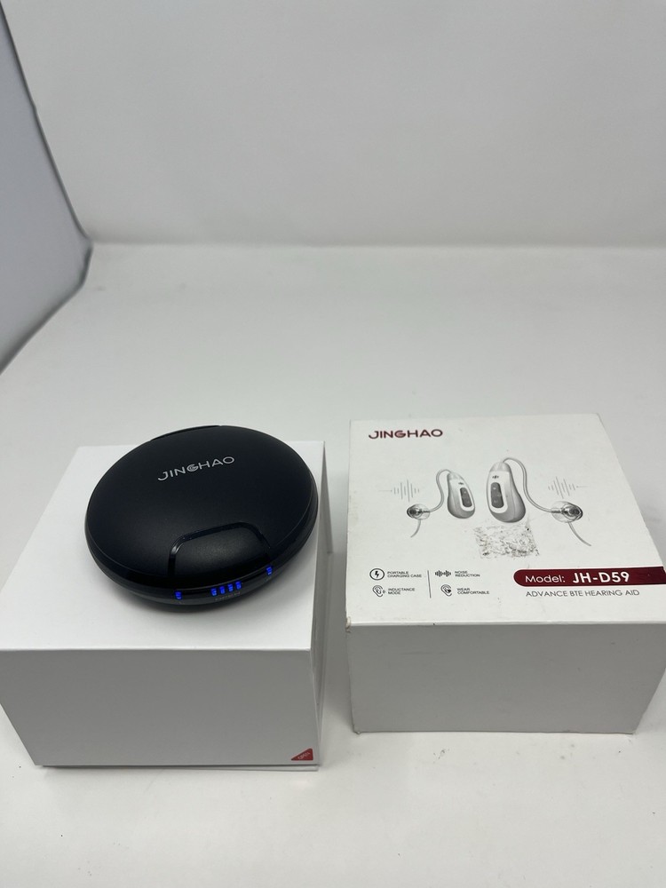 JINGHAO Hearing Aid JH-D59 Advance BTE Rechargable W/ Case In Box Tested