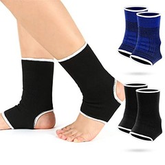 4 Pieces/ 2 Pair Kids Ankle Support Brace Elastic 5-10 Years Black, Dark Blue