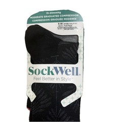 SockWell Circulator Men’s Compression Sock Black 15-20mmHg Size SM