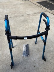 LOYODA Blue Adjustable Height Foldable Lightweight 2-Wheel Walking Frame