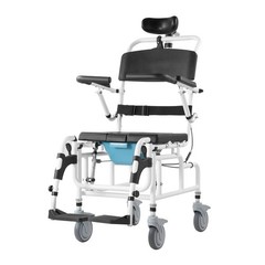 VEVOR Shower Wheelchair Bathroom Commode Wheelchair 17.5″w Seat 300lbs Capacity
