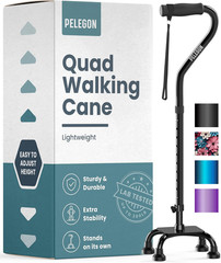 Quad Cane Adjustable Walking Cane for Seniors Support Stability with Large Base