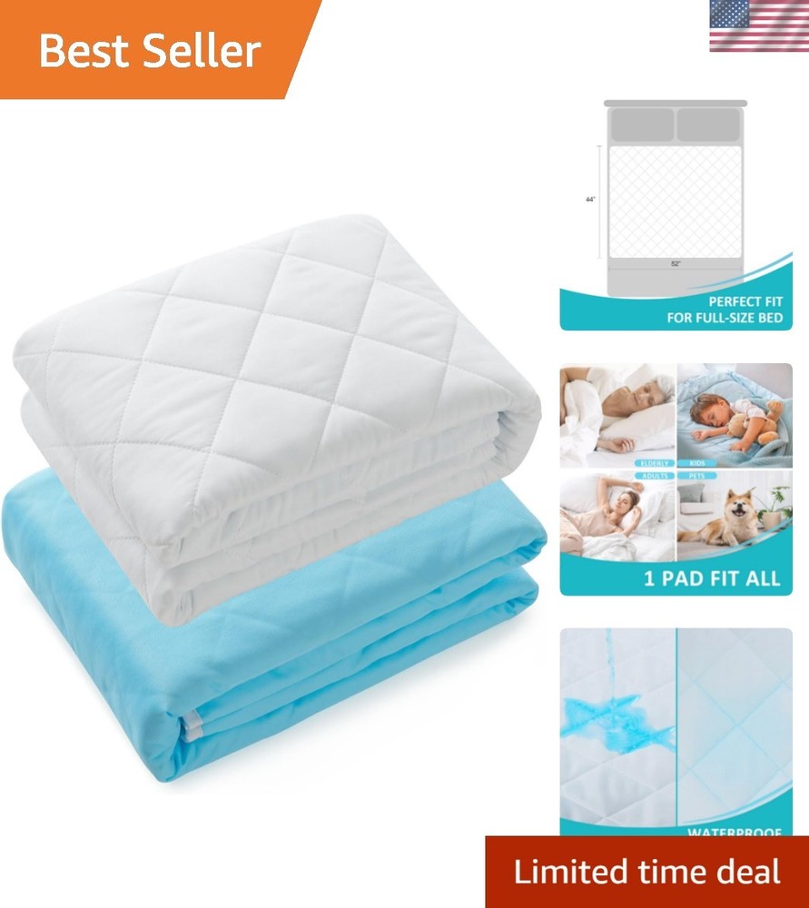 Bed Pads Washable Waterproof ,44″x52″ 2 Pack, Heavy Absorbency Reusable Incon…