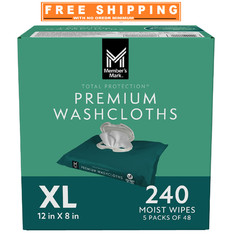 4 PACK – Member’s Mark Adult Washcloths, 240 ct. (Total 960 ct.) FREE SHIP!!